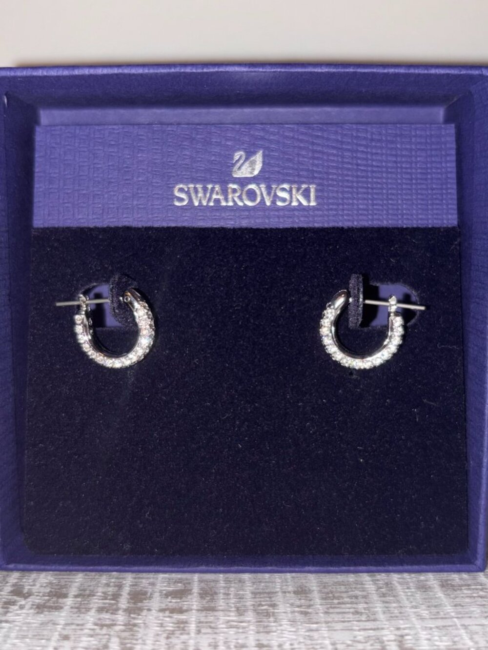 Swarovski - Silver Crystal Hoop Earrings